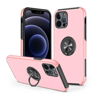 iPhone 13 Pro Compatible Case Cover With Shockproof Magnetic Ring Holder -Pink
